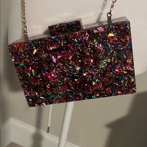 Vibrant Lucite Multicolor Glitter Clutch